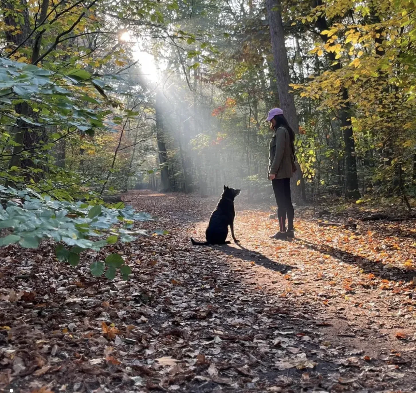 Camilla on a walk with a dog in Berlin